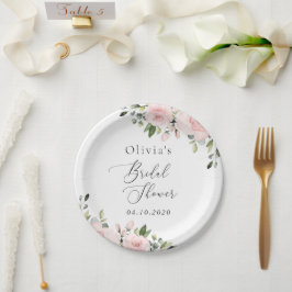 赤面花，ピンク色の花，ボホ，ブライダルシャワー ペーパープレート