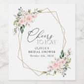 赤面花,ピンク色の花,ボホ,ブライダルシャワー ワインラベル (シングルラベル)