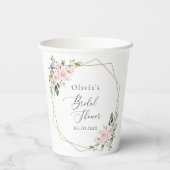 赤面花，ピンク色の花，ボホ，ブライダルシャワー 紙コップ (裏面)