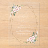 赤面花，ピンク色の花，ボホ，甘い16 アクリル招待状 (正面)