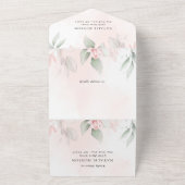 赤面花，ピンク色の花，ボホ，甘い16 オールインワン招待状 (外側)