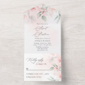 赤面花，ピンク色の花，ボホ，甘い16 オールインワン招待状 (内側)