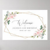 赤面花,ピンク色の花,誕生日歓迎 ポスター (正面)