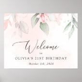 赤面花，ピンク色の花，誕生日歓迎 ポスター (正面)