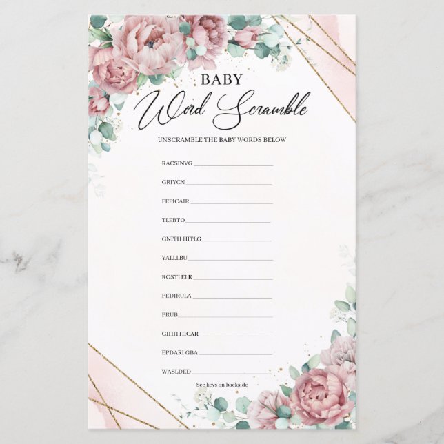 赤面花eucalyptus金ゴールドベビーワードスクランブル (正面)