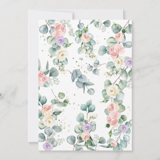 赤面薄紫フローラグリーンリーエレファントベビーシャワー 招待状 (裏面)