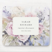 赤面薄紫水彩バラフローラバンチビジネス マウスパッド (正面)