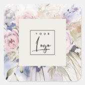 赤面薄紫水彩バラフローラロゴビジネス スクエアシール (正面)