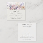 赤面薄紫水色バラフローラサンキューオーダー スクエア名刺 (正面/裏面)