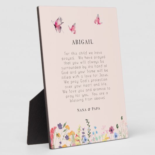 赤面蝶と野花の祈りの言葉のための子供 フォトプラーク (側面)