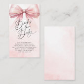 赤面赤ちゃんシャワー用ベビーピンクボウ エンクロージャーカード (正面/裏面)
