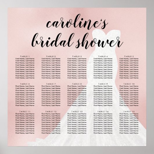 赤面赤面花嫁ドレスブライダルシーティングチャート ポスター (正面)