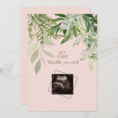 赤面超音波女子おもしろい赤ちゃんシャワーありがとう サンキューカード (正面/裏面)