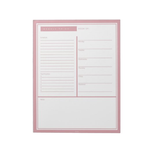 赤面週次To Doリスト ノートパッド (回転)