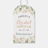 赤面金ゴールドとグリーン結婚フローラブライダルシャワー ギフトタグ (正面)