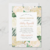 赤面金ゴールドとグリーン結婚フローラブライダルシャワー 招待状 (正面)
