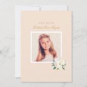 赤面金ゴールドと緑のフローラガールファースト・コミュニオン 招待状 (裏面)