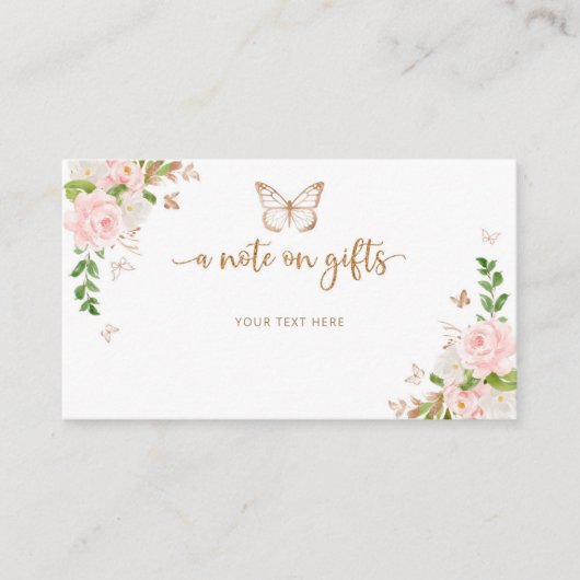 赤面金ゴールドの蝶のノートにギフトのエンクロージャカード エンクロージャーカード (正面)