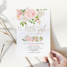 赤面金ゴールドの赤ちゃんシャワーの招待 招待状