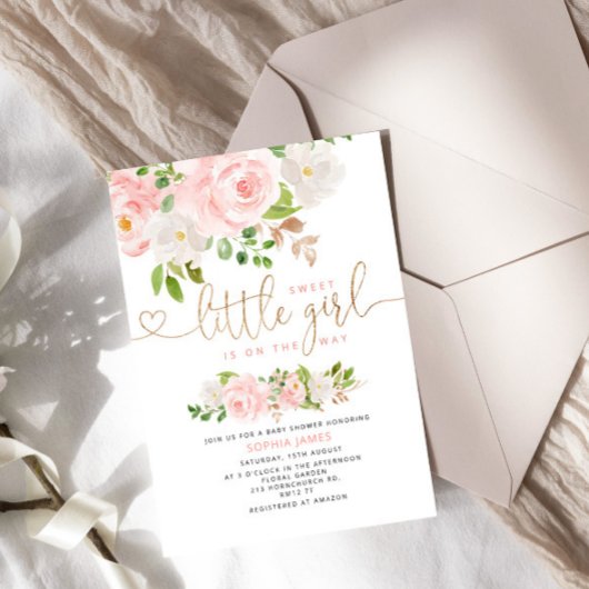 赤面金ゴールドの赤ちゃんシャワーの招待 招待状