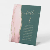 赤面金ゴールドアゲイト結婚ダークグリーンのテーブル番号 台座サイン (正面)