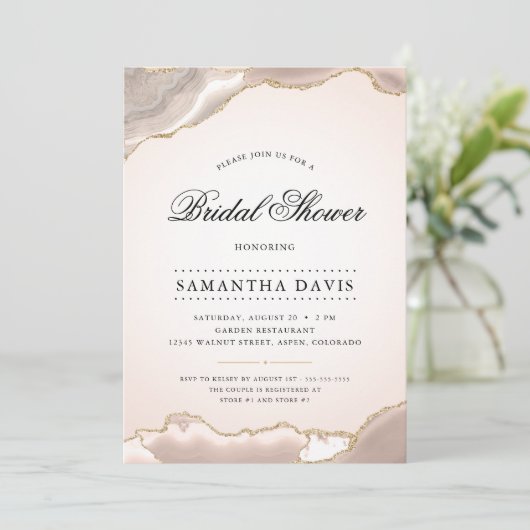 赤面金ゴールドアゲートエレガントブライダルシャワー 招待状 (スタンド正面)