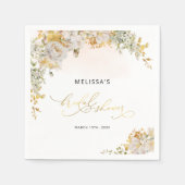 赤面金ゴールドウォーターカラーフローラブライダルシャワーナプキンス スタンダードカクテルナプキン (正面)