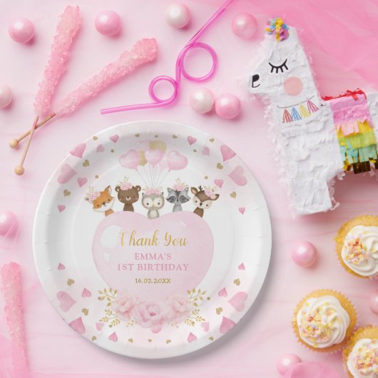 赤面金ゴールドウッドランドスウィートアールヴァレンティネス誕生日 ペーパープレート (パーティー)