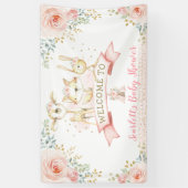 赤面金ゴールドウッドランド動物ベビーシャワー歓迎 横断幕 (縦)