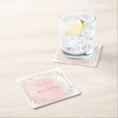 赤面金ゴールドエレガントヴィンテージ繁盛カップル名 スクエアペーパーコースター (インサイチュ)