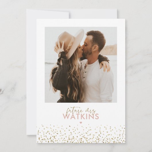 赤面金ゴールドグリッターかわいらしブライダルシャワー招待 招待状 (裏面)