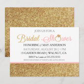 赤面金ゴールドグリッターブライダルシャワー招待状 招待状 (正面/裏面)