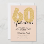 赤面金ゴールドグリッター60と素晴らしい誕生日パーティー 招待状 (正面)