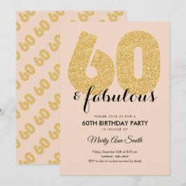 赤面金ゴールドグリッター60と素晴らしい誕生日パーティー 招待状