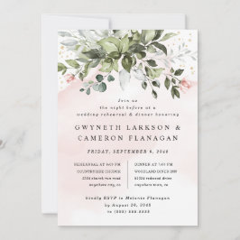 赤面金ゴールドグリーナリーダスティブルーリハーサルディナー 招待状