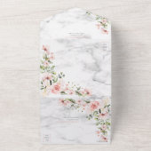 赤面金ゴールドグリーンダスティピンクフローラ結婚ズ オールインワン招待状 (外側)