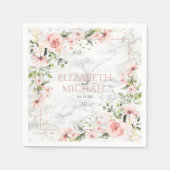 赤面金ゴールドグリーンダスティピンクフローラ結婚ズ スタンダードカクテルナプキン (正面)