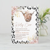 赤面金ゴールドシックフローラハイランドカウベビーシャワー 招待状 (スタンド正面)