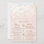赤面金ゴールドスノーフレークスウィンターブライダルシャワー招待状 招待状 (正面)