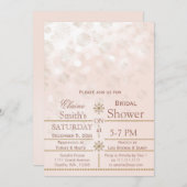 赤面金ゴールドスノーフレークスウィンターブライダルシャワー招待状 招待状 (正面/裏面)