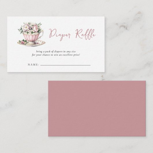 赤面金ゴールドティーパーティーベビーシャワーおむつラッフル エンクロージャーカード (正面/裏面)
