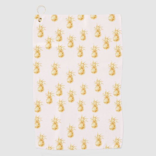 赤面金ゴールドトロピカルパイナップル ゴルフタオル (正面)