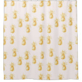 赤面金ゴールドトロピカルパイナップル シャワーカーテン (正面)