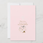 赤面金ゴールドフラワーズガール1st誕生日&バプテスマ 招待状 (裏面)