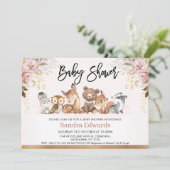 赤面金ゴールドフローラウッドランドベビーシャワー 招待状 (スタンド正面)