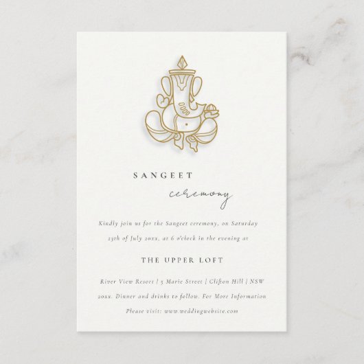 赤面金ゴールドフローラガネーシュインディアン結婚ズサンゲエ エンクロージャーカード (正面)