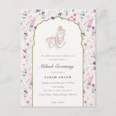 赤面金ゴールドフローラクリシュナインディアン結婚ズメンディ エンクロージャーカード (正面)