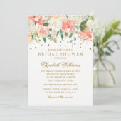 赤面金ゴールドフローラグリッターブライダルシャワー 招待状 (スタンド正面)