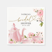 赤面金ゴールドフローラブライダルシャワー茶パーティー スタンダードカクテルナプキン (正面)