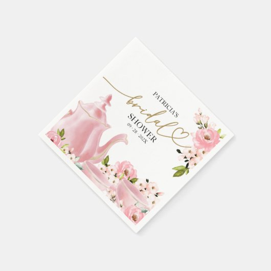 赤面金ゴールドフローラブライダルシャワー茶パーティー スタンダードカクテルナプキン (角)
